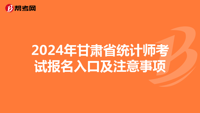 2024年甘肃省统计师考试报名入口及注意事项