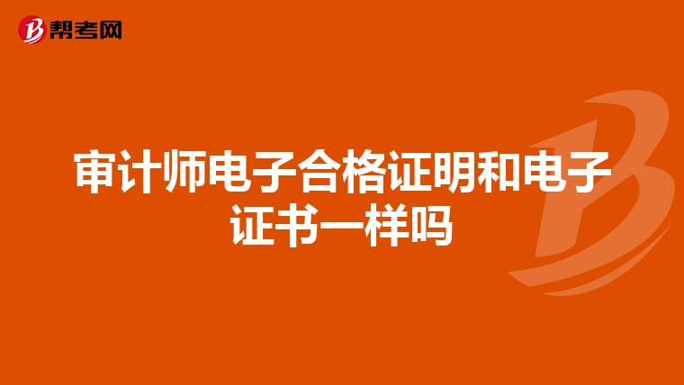审计师电子合格证明和电子证书一样吗