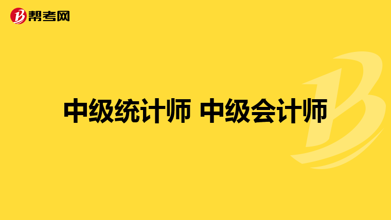 中级统计师 中级会计师