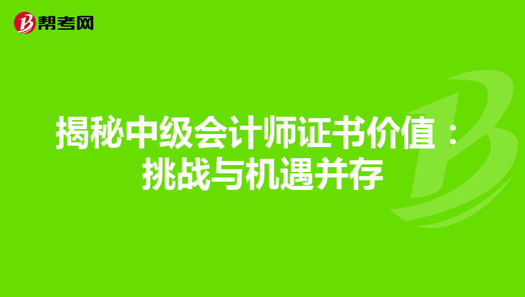 揭秘中级会计师证书价值：挑战与机遇并存