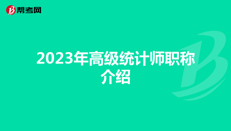 2023年高级统计师职称介绍