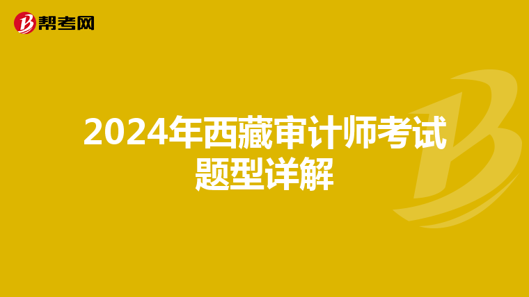2024年西藏审计师考试题型详解