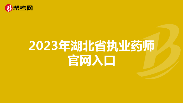 2023年湖北省执业药师官网入口