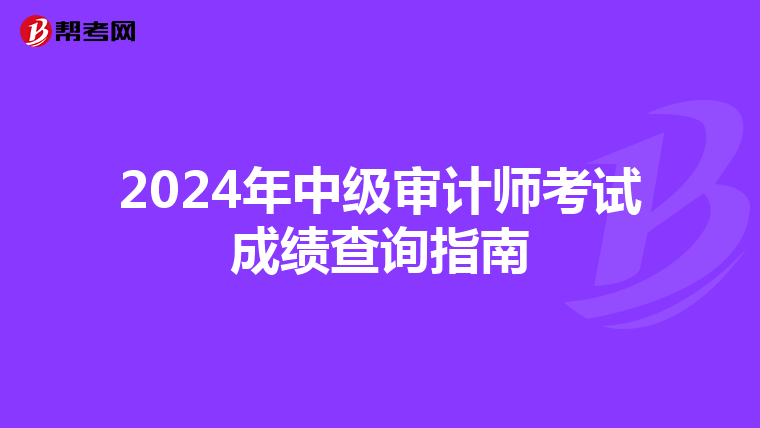 2024年中级审计师考试成绩查询指南
