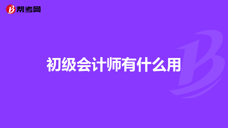 初级会计师有什么用