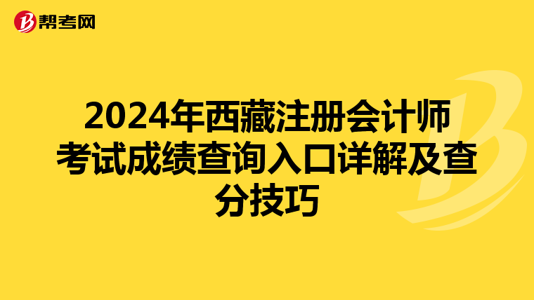 2024年西藏注冊會計師考試成績查詢入口詳解及查分技巧