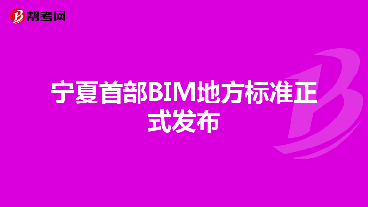 宁夏首部BIM地方标准正式发布