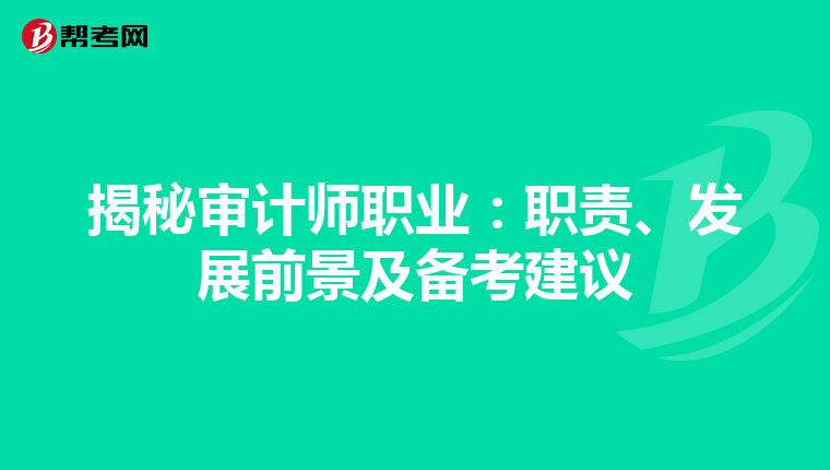 揭秘审计师职业：职责、发展前景及备考建议
