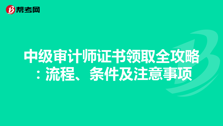 中级审计师证书领取全攻略：流程、条件及注意事项