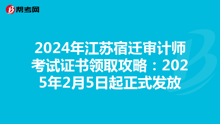 2024年江蘇宿遷審計師考試證書領取攻略：2025年2月5日起正式發放