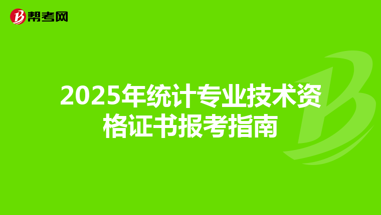 2025年统计专业技术资格证书报考指南