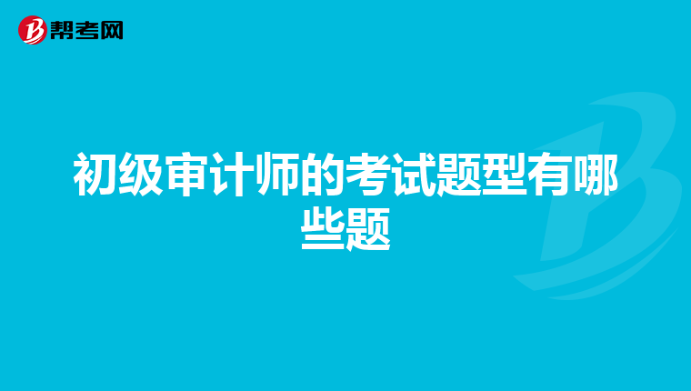 初级审计师的考试题型有哪些题