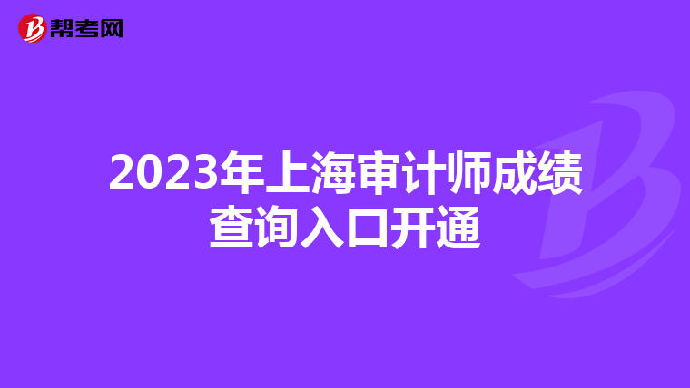 2023年上海審計(jì)師成績查詢?nèi)肟陂_通