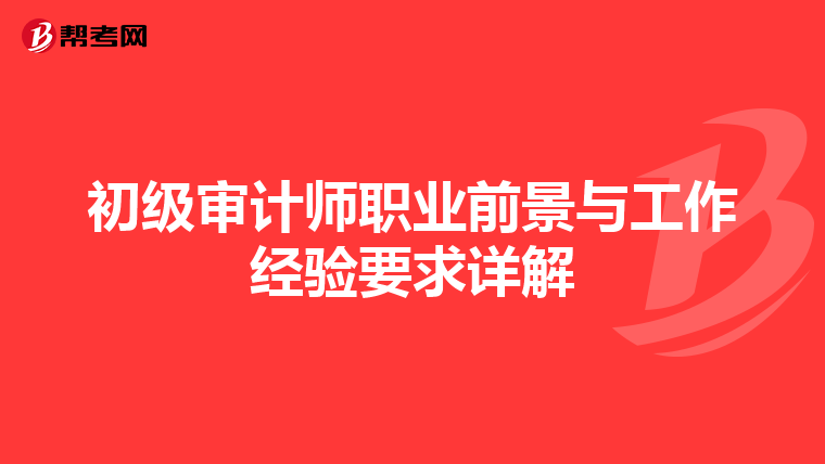 初级审计师职业前景与工作经验要求详解