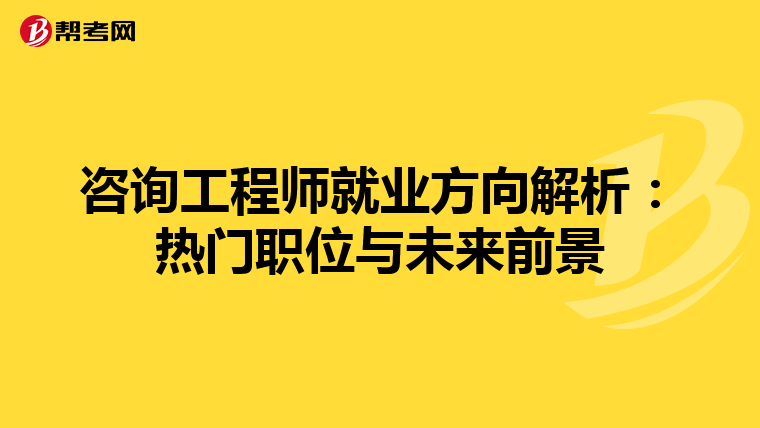 咨询工程师就业方向解析：热门职位与未来前景