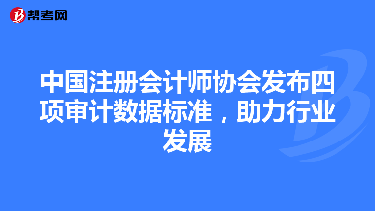 中國注冊會計師協(xié)會發(fā)布四項審計數(shù)據(jù)標(biāo)準(zhǔn),助力行業(yè)發(fā)展