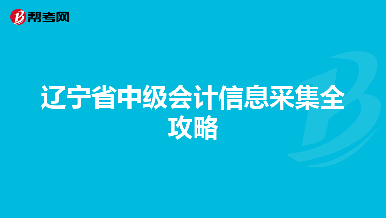 辽宁省中级会计信息采集全攻略
