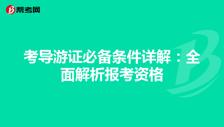 考导游证必备条件详解：全面解析报考资格