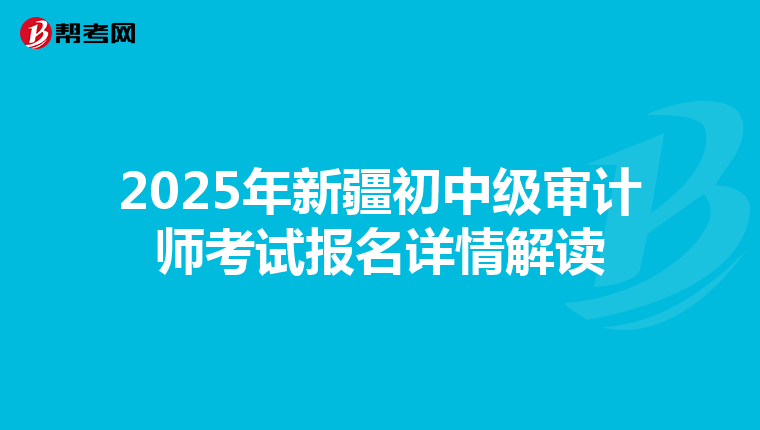 2025年新疆初中级审计师考试报名详情解读