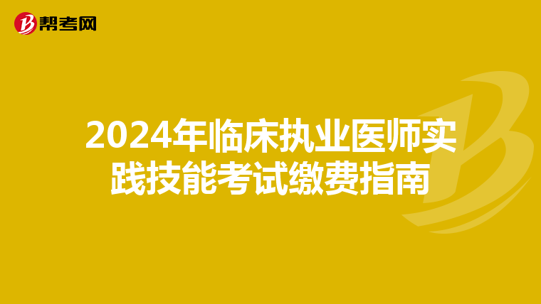 2024年临床执业医师实践技能考试缴费指南
