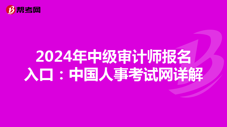 2024年中级审计师报名入口：中国人事考试网详解