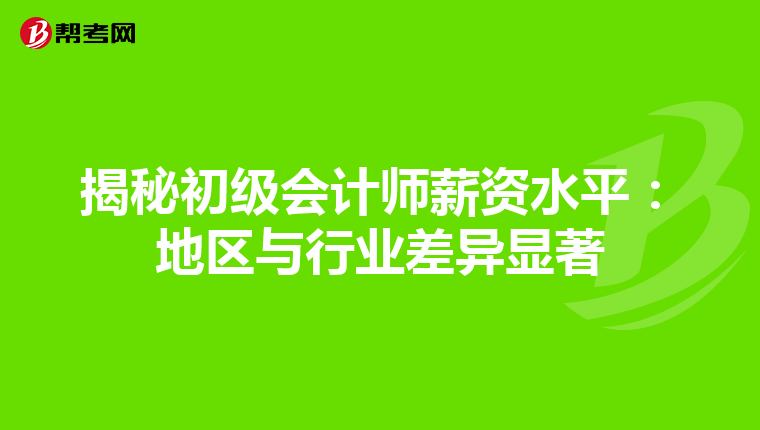 揭秘初级会计师薪资水平：地区与行业差异显著