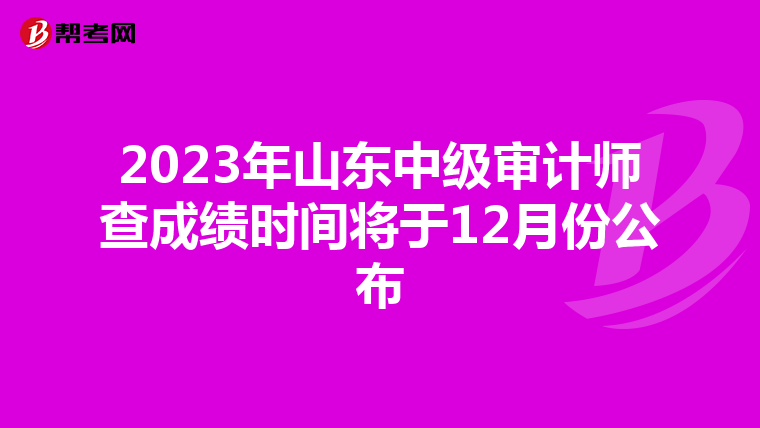 2023年山东中级审计师查成绩时间将于12月份公布
