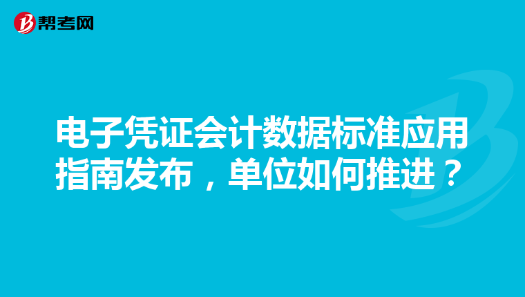 电子凭证会计数据标准应用指南发布，单位如何推进？