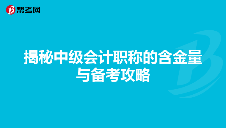 揭秘中级会计职称的含金量与备考攻略