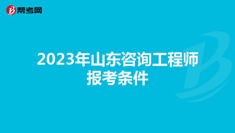 2023年山东咨询工程师报考条件