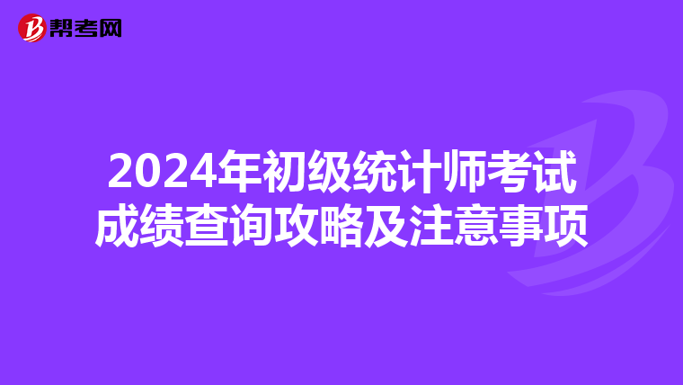 2024年初级统计师考试成绩查询攻略及注意事项