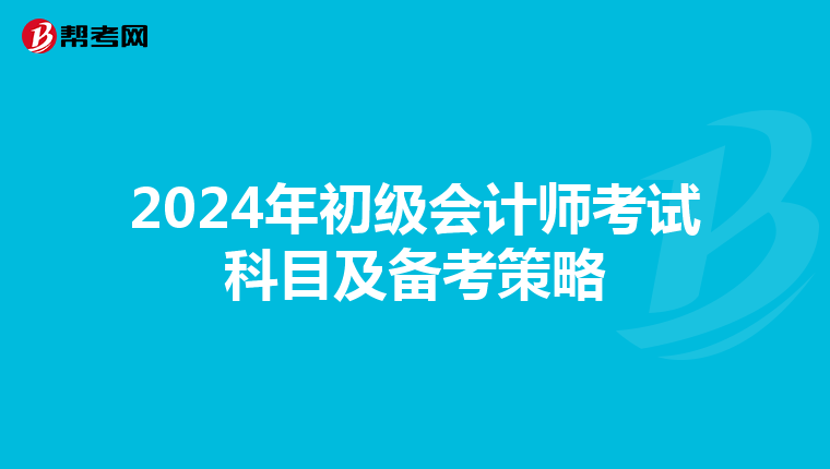2024年初级会计师考试科目及备考策略
