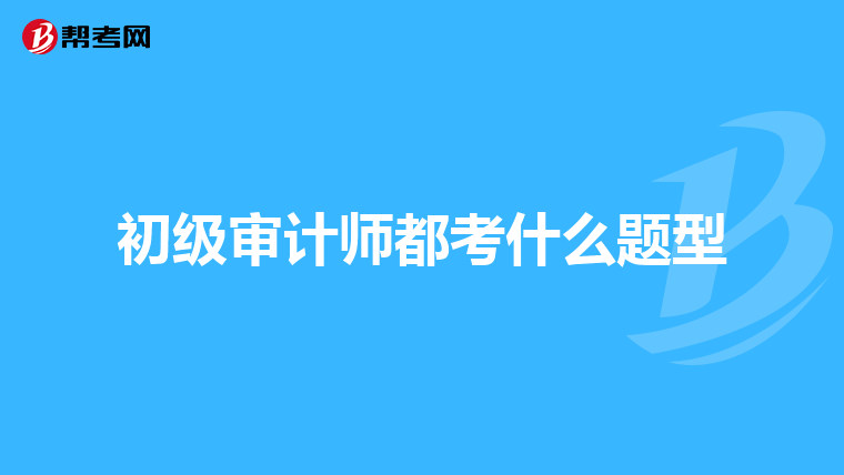 初级审计师都考什么题型
