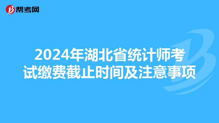 2024年湖北省统计师考试缴费截止时间及注意事项