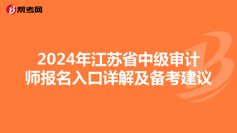 2024年江苏省中级审计师报名入口详解及备考建议