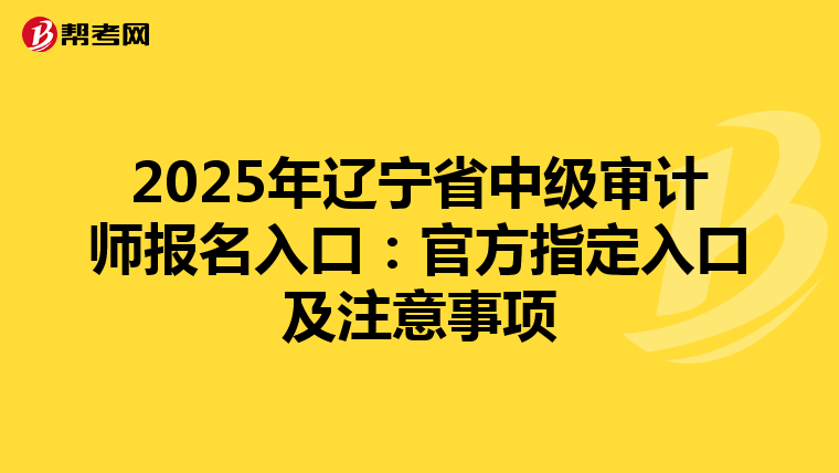 2025年遼寧省中級審計師報名入口:官方指定入口及注意事項