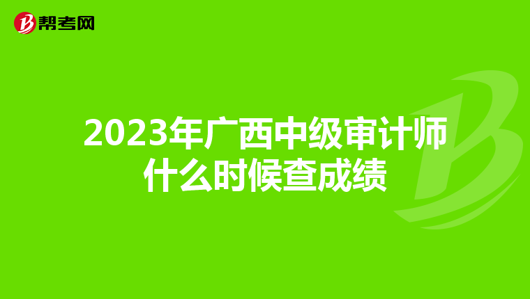 2023年广西中级审计师什么时候查成绩