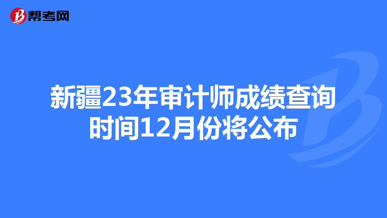新疆23年审计师成绩查询时间12月份将公布