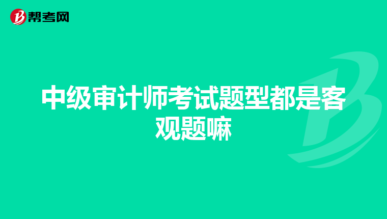 中級(jí)審計(jì)師考試題型都是客觀題嘛