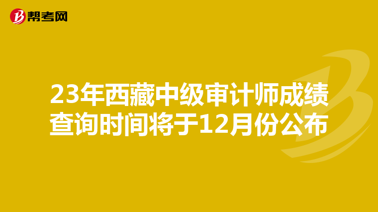 23年西藏中级审计师成绩查询时间将于12月份公布