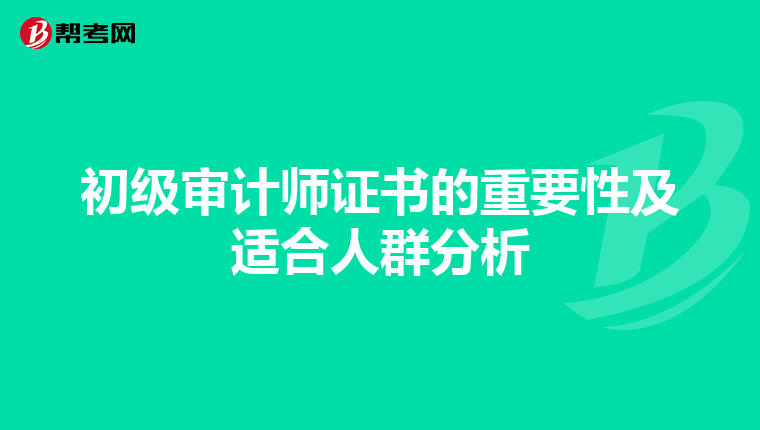初级审计师证书的重要性及适合人群分析