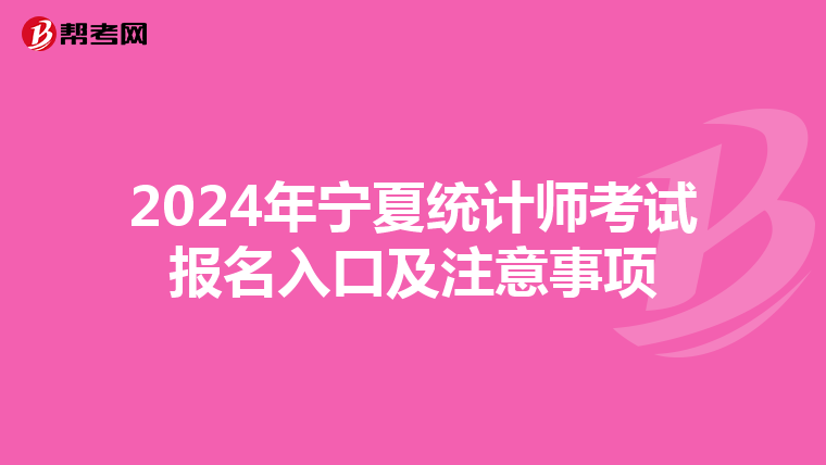 2024年宁夏统计师考试报名入口及注意事项