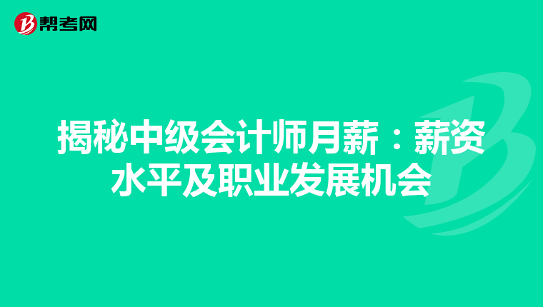 揭秘中级会计师月薪：薪资水平及职业发展机会
