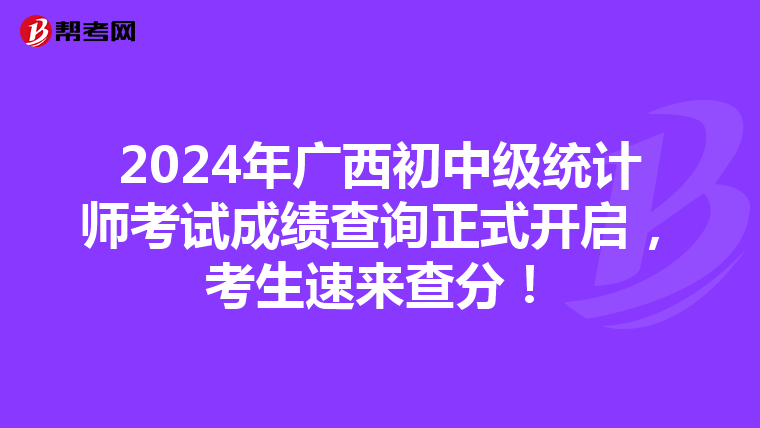 2024年廣西初中級統計師考試成績查詢正式開啟，考生速來查分！