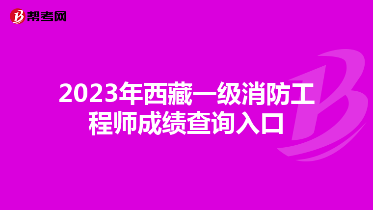 2023年西藏一级消防工程师成绩查询入口