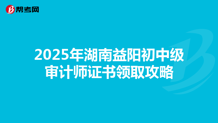 2025年湖南益阳初中级审计师证书领取攻略