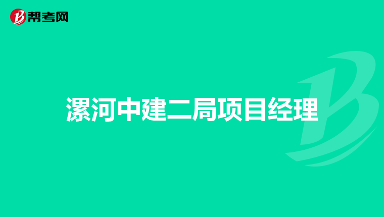 漯河中建二局项目经理