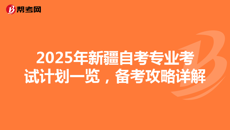 2025年新疆自考专业考试计划一览，备考攻略详解