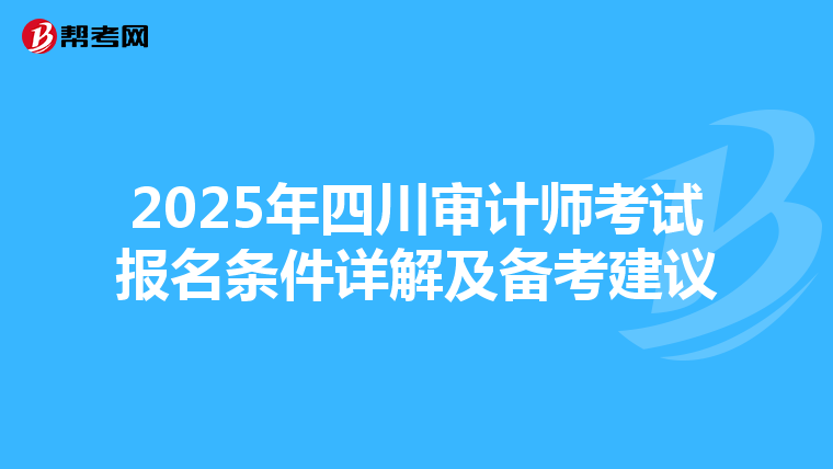 2025年四川审计师考试报名条件详解及备考建议
