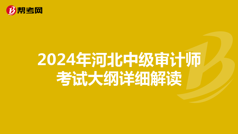 2024年河北中级审计师考试大纲详细解读